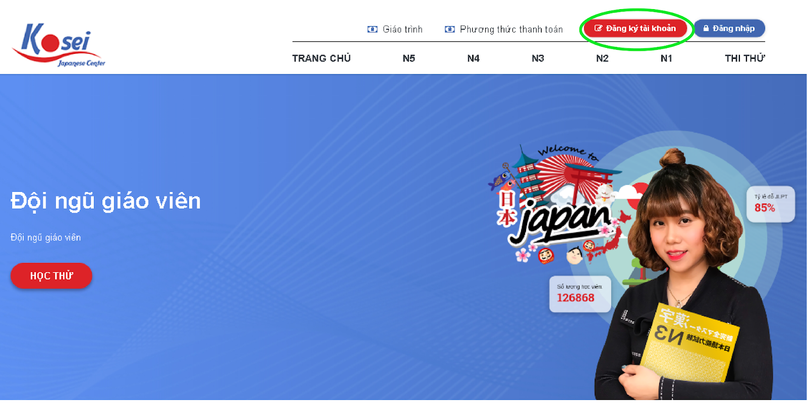 hướng dẫn đăng ký thi thử jlpt online, thi jlpt online, thi jlpt online trên website